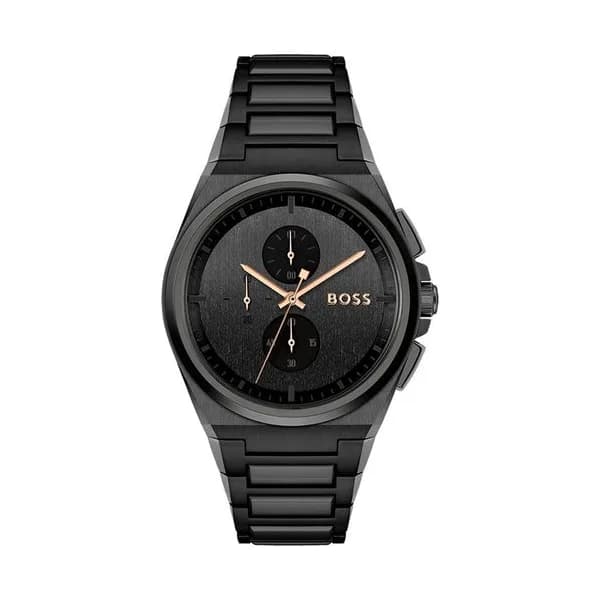 Hugo Boss Montre Boss Collection Sport Lux Steer Chrono en Acier et PVD Noir