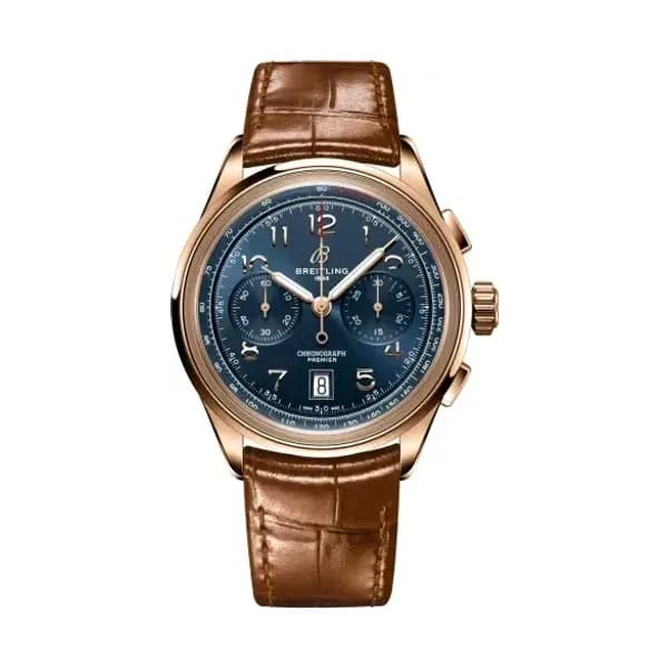 Breitling Montre Breitling Premier B01 Chronograph 42 Cadran Bleu Bracelet Cuir d’alligator