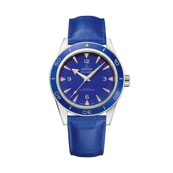 Omega Seamaster 41 mm, platine sur bracelet en cuir