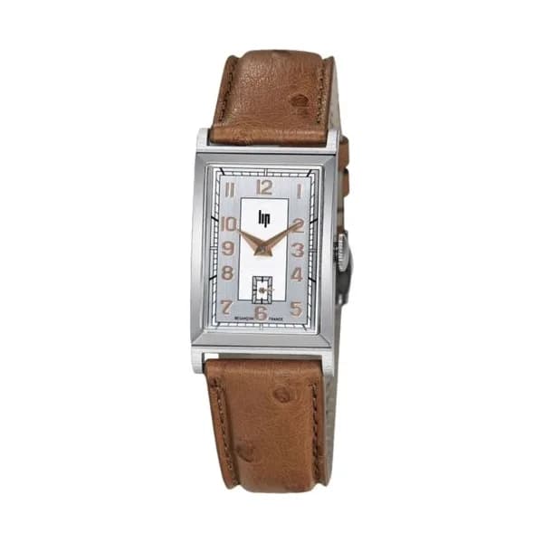 Lip Montre Lip Churchill T18 Original mécanique cadran argenté bracelet cuir camel