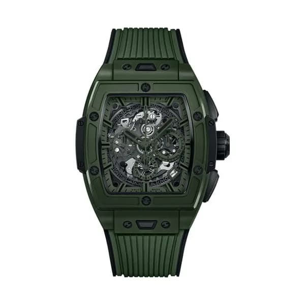 Hublot Montre Hublot Spirit of Big Bang Dark Green Ceramic automatique cadran squelette bracelet caoutchouc vert 42 mm