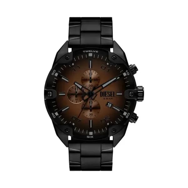 Diesel Montre Diesel Collection Spiked en Acier et PVD Noir