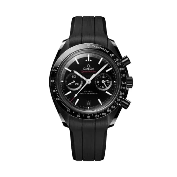 Omega Speedmaster 44,25 mm, céramique noire sur bracelet caoutchouc