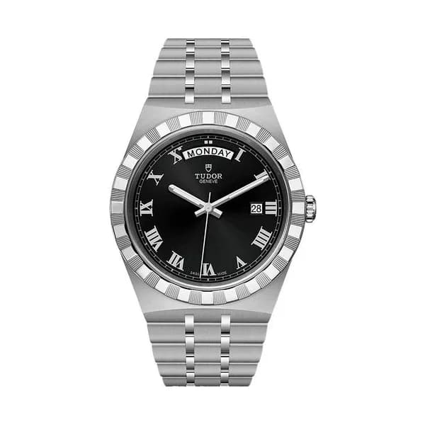 Tudor Montre Tudor Royal automatique index chiffres romains cadran noir bracelet acier 41 mm