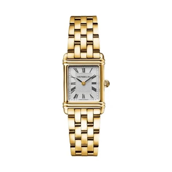 Michel Herbelin Montre Michel Herbelin Perles quartz cadran argent soleillé bracelet acier PVD or jaune 19 x 20,5 mm