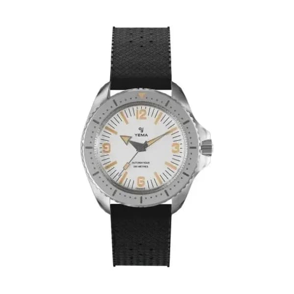 Yema Montre Yema Diver Cadran Blanc Bracelet Caoutchouc