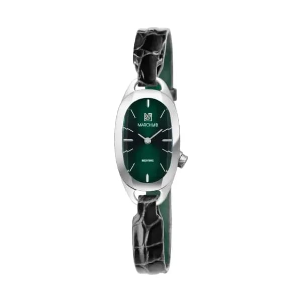 March LA.B Montre OBLONGUE Electrique Forest - Alligator noir