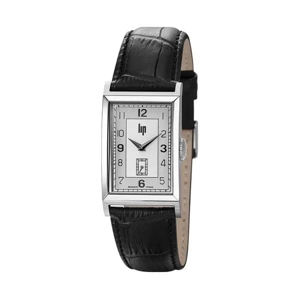 Lip Montre LIP T24 Cadran argenté bracelet cuir Noir