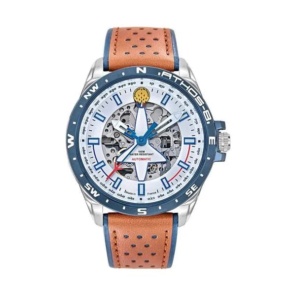 Patrouille de France Montre Automatique Patrouille de France Collection Athos 8 en Cuir Marron