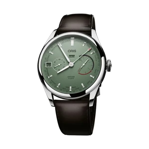Oris Montre Oris Artelier Calibre 113 cadran vert bracelet cuir 43 mm