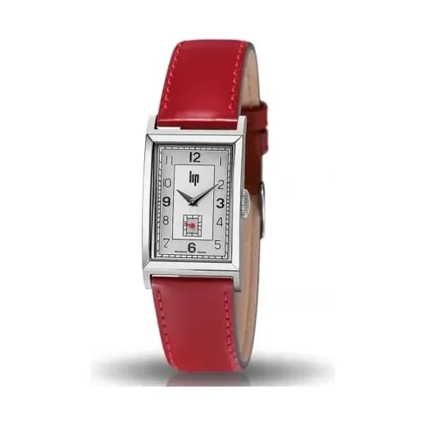 Lip Montre LIP T18 Cadran argenté bracelet cuir rouge