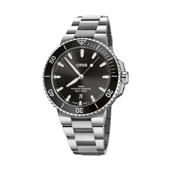 Oris Montre Oris Plongée Aquis Date Calibre 733 automatique cadran noir bracelet acier 43,5 mm