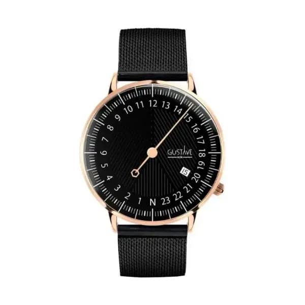Gustave & Cie Montre 24H André Or Rose & Noir Milanais Noir 40mm