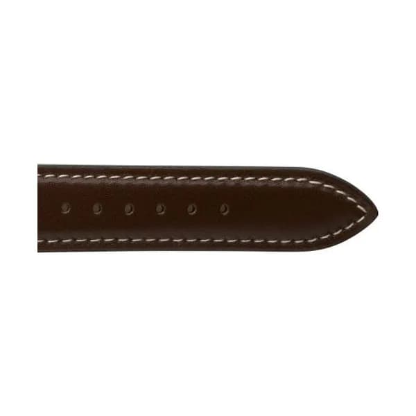 null Bracelet Montre Veau Sellier Marron Surpiqure Ecru - Unisexe - Emma - 18101E-03
