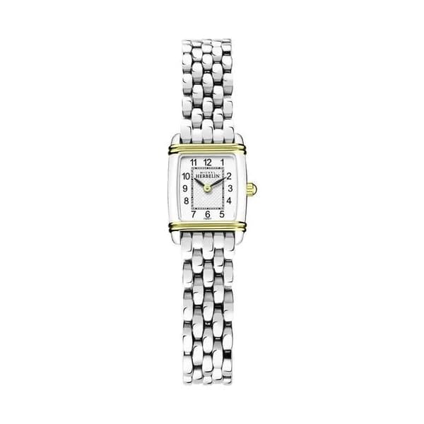 Michel Herbelin Montre Michel Herbelin Art Déco quartz bicolore cadran blanc chiffres arabes bracelet acier