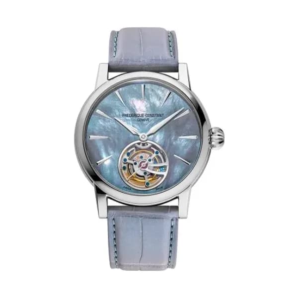 Frederique Constant Montre Frederique Constant Manufacture Classic Tourbillon Cadran Bleu Bracelet Cuir Alligator