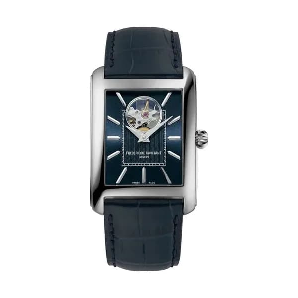 Frédérique Constant Montre Frédérique Constant Classics Carrée Heart Beat Automatic cadran bleu bracelet cuir 30 x 33 mm