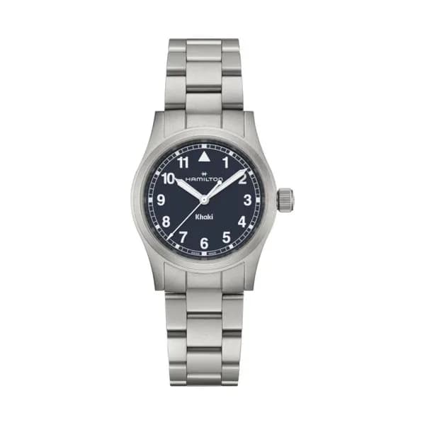 Hamilton Montre Hamilton Khaki Field quartz cadran bleu bracelet acier 33 mm