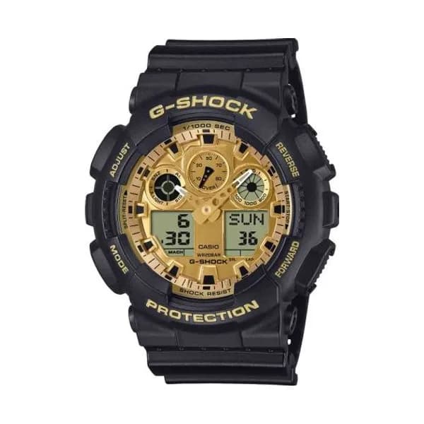 Casio Montre GSHOCK Classic - Série GA-100 - Noir Doré 55 x 51.2 mm- GA-100GGB-1A9