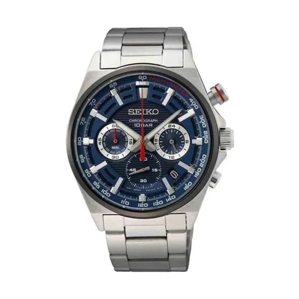 Seiko Montre Seiko Sport Quartz Chronographe Quartz cadran Anthracite/Bleu 41 mm - SSB407P1