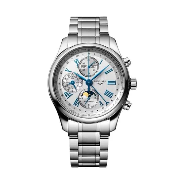 Longines Montre Longines Master Collection automatique chronographe cadran argenté bracelet acier 42 mm