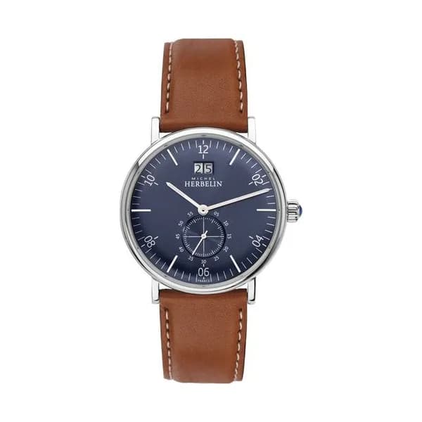 Michel Herbelin Montre Michel Herbelin Inspiration quartz cadran bleu bracelet cuir brun 40 mm