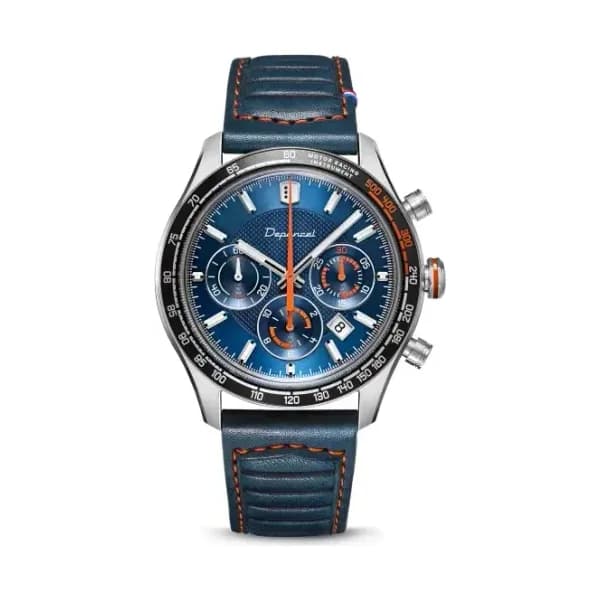 Depancel Montre Depancel Allure chronographe auto cadran bleu bracelet cuir