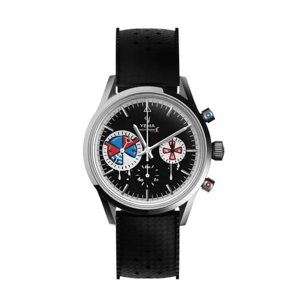 Yema Montre Yema x seconde/seconde/ Yachtingraff Meca-Quartz cadran noir bracelet tropic 38,5 mm