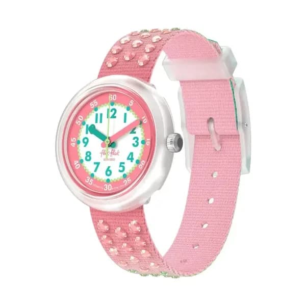 Flik Flak Montre quartz Fille Pattern paradise Rose, Blanc