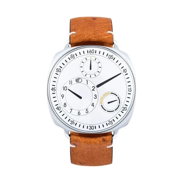 Ressence Montre Ressence Type 1² W automatique cadran blanc bracelet cuir cognac 41 mm