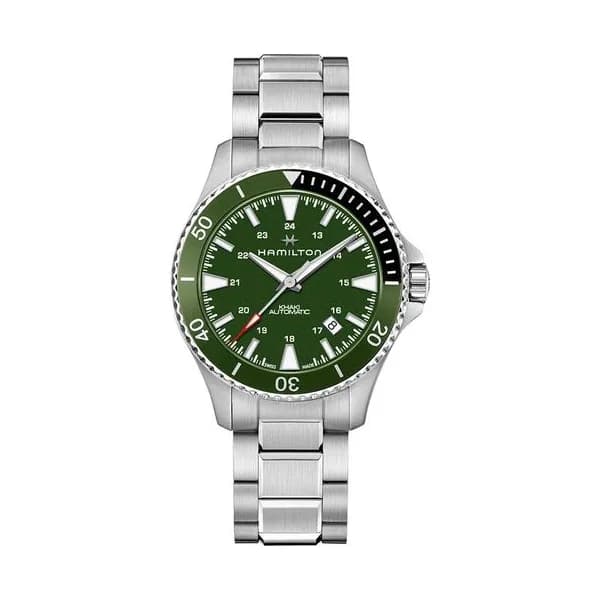Hamilton Montre Hamilton Khaki Navy Scuba automatique cadran vert bracelet acier 40 mm