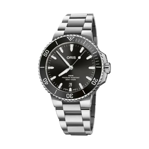 Oris Montre Oris Plongée Aquis Date Calibre 733 automatique cadran noir bracelet acier 41,5 mm