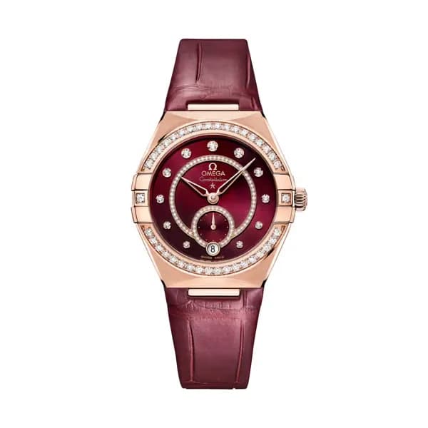 Omega Constellation 34 mm, or Sedna™ sur bracelet en cuir