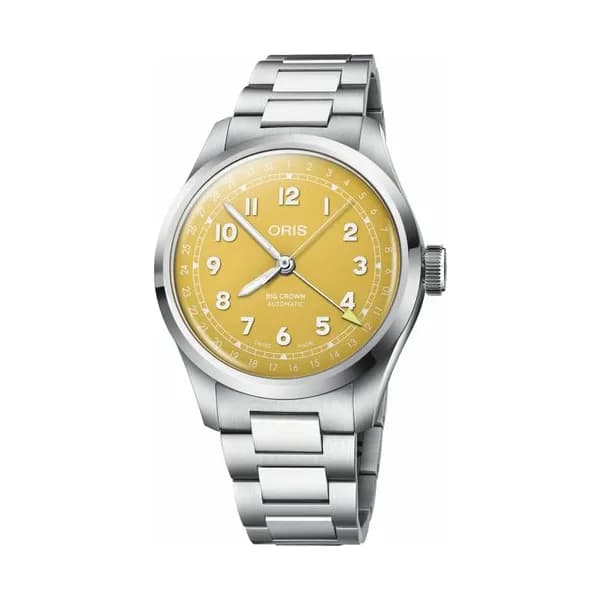 Oris Montre Oris Big Crown Pointer Date automatique cadran jaune bracelet acier 40 mm