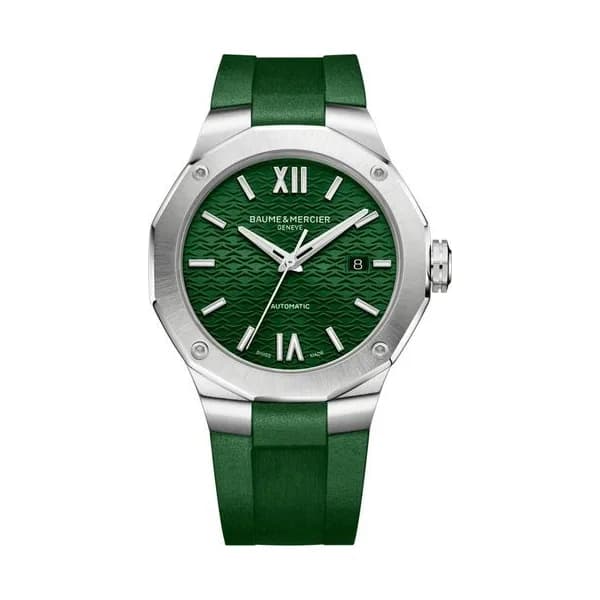 Baume & Mercier Montre Baume et Mercier Riviera automatique cadran vert bracelet caoutchouc vert 42 mm