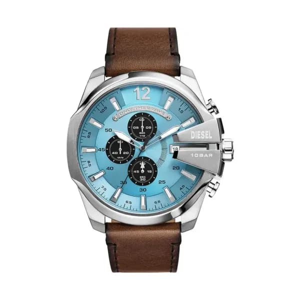 Diesel Montre Diesel Collection Mega Chief en Cuir Marron