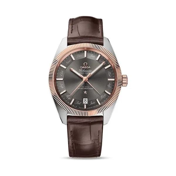 Omega Montre Omega Constellation Globemaster Co-Axial Master Chronometer calendrier annuel or rouge et acier cadran gris 41 mm