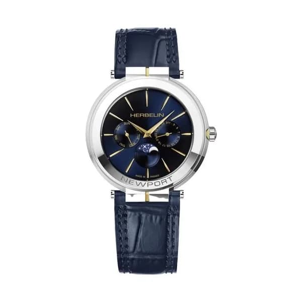 Michel Herbelin Montre Herbelin Newport Slim Homme Quartz Phase de Lune - 12722T15BL