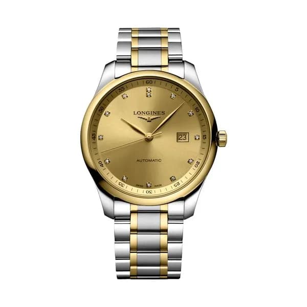 Longines Montre Longines Master Collection 42 mm Automatique Cadran Doré Bracelet Acier et coiffe en or jaune