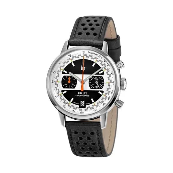 Lip Montre Lip Rallye Chrono Méca-Quartz - Homme - cadran Noir & Blanc- 39 mm - Acier inoxydable - 671805