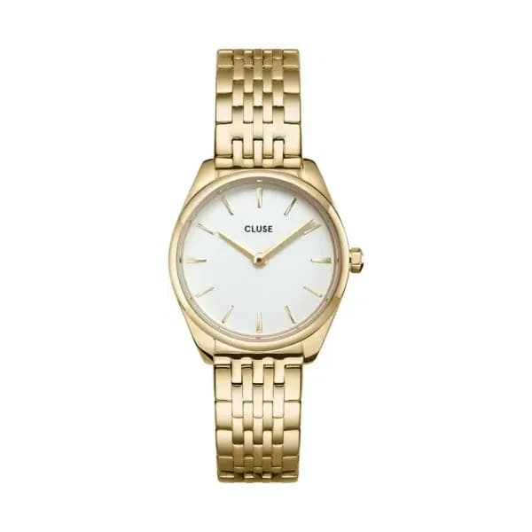 Cluse Féroce Mini Watch Steel White, Gold Colour