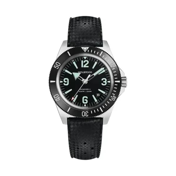 Wolbrook Montre de Plongée Automatique Skindiver II - Lum Vert & Cadran Noir