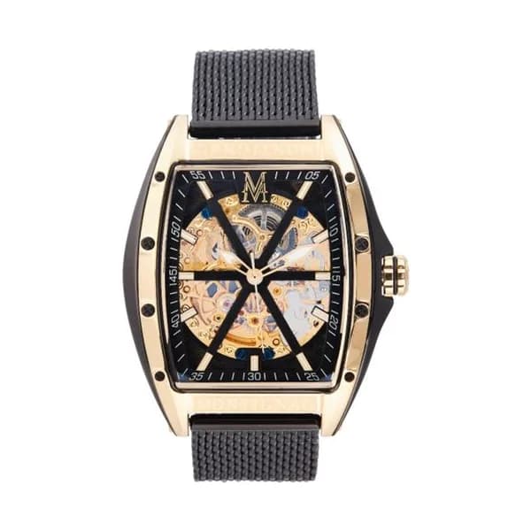 Montignac Montre Automatique Montignac Collection Tonneau en Acier et PVD Noir