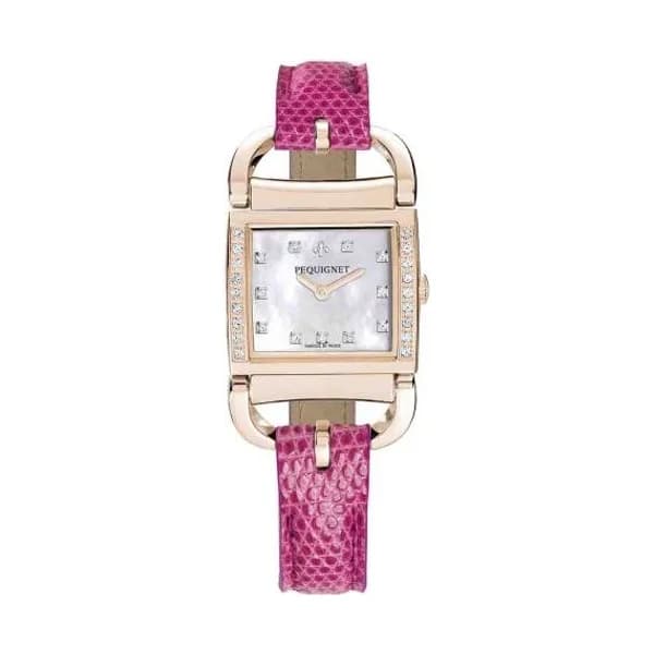 Pequignet E. Montre Pequignet Attellage Quartz - Cadran Nacre Blanc - Bracelet Rose - 5896509CD-LRO