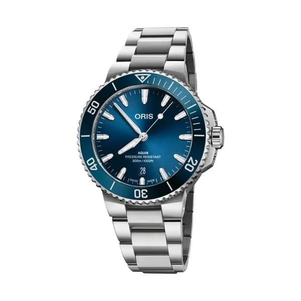 Oris Montre Oris Plongée Aquis Date Calibre 733 automatique cadran bleu bracelet acier 41,5 mm