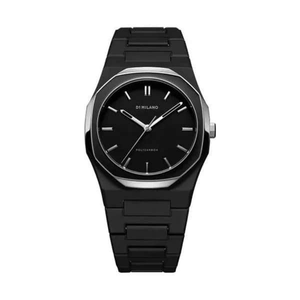 D1 Milano Montre D1 Milano Polycarbon Gun Mesh Quartz - 37 mm- Cadran Noir - PCBU13