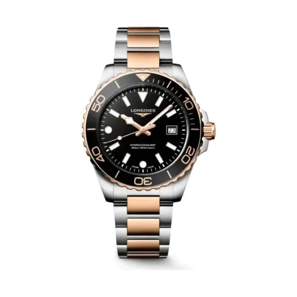 Longines Montre Longines HydroConquest 42mm Quartz Acier &amp; PVD Or Rose Cadran Noir Sablé