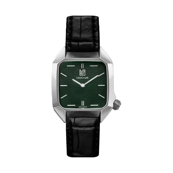 March LA.B Montre March LA.B AM2 XS Mécanique Grall alligator cadran vert bracelet cuir noir 32 mm