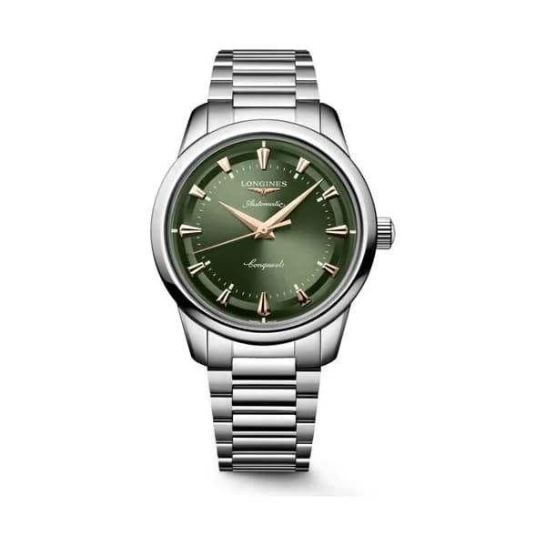Longines Montre Longines Conquest Heritage 40mm Automatique Cadran Vert laqué poli Bracelet Acier