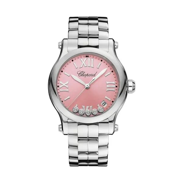 Chopard Montre Chopard Happy Sport quartz cadran rose bracelet acier 36 mm